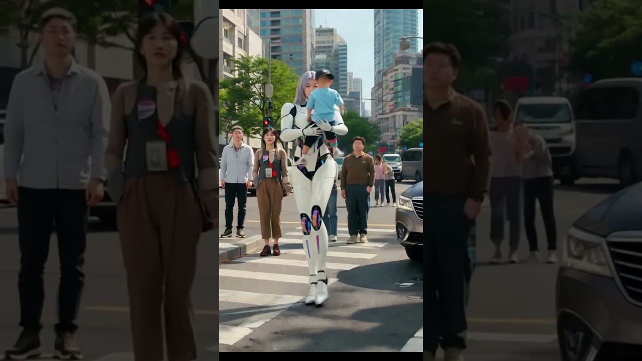 미래형 AI 로봇, 교통사고에서 소년 구하다 #AI #로봇 #공상과학 #미래기술 #AI영상 #히어로